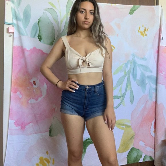 NWOT Mendocino Tie Front Nude Crop Tank Top - Picture 3 of 3